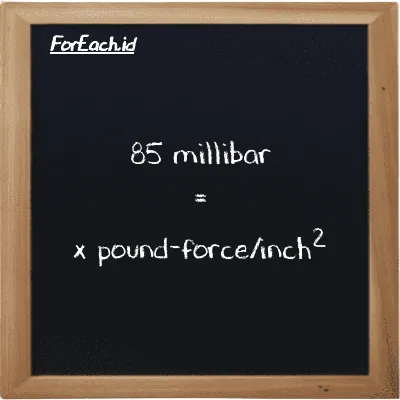 Example millibar to pound-force/inch<sup>2</sup> conversion (85 mbar to lbf/in<sup>2</sup>)